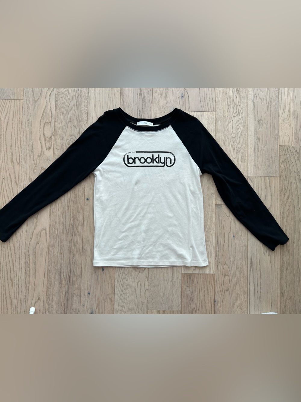 Mango Black and White 'brooklyn' Raglan Tee